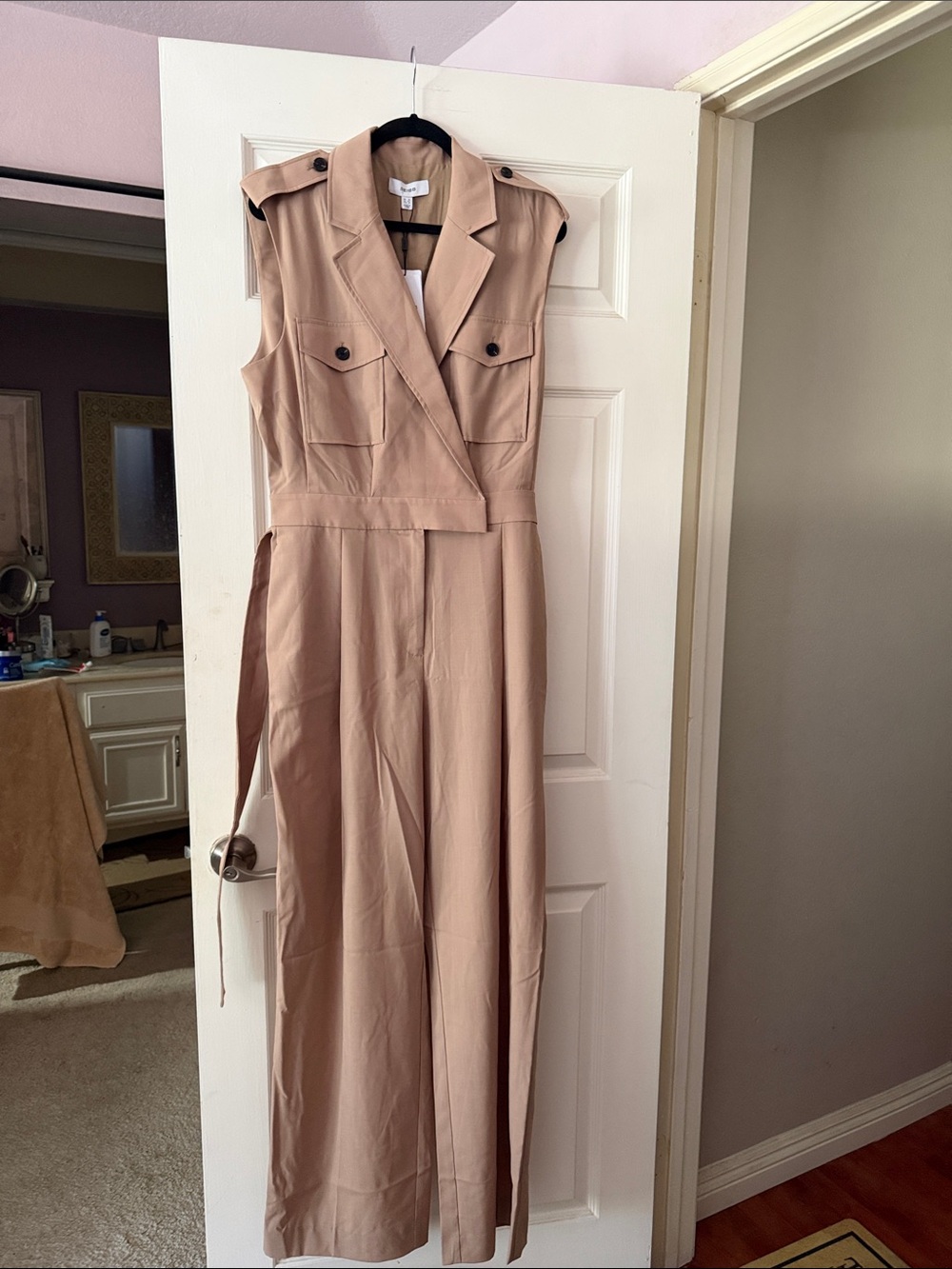 Reiss Beige-Tan Tailored Jumpsuit